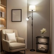 Brilagi - Lampadar CERIA 1xE27/100W/230V + 1xE14/25W negru/bej