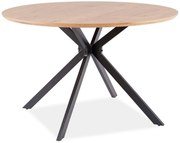 Masa de dining din stejar cu picioare negre ASTER 120x120
