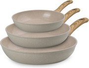 Set 3 tigai Royalty Line RL-FM3, 20/24/28 cm, Acoperire din marmura, Inductie, Crem