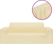 vidaXL Husă elastică pentru canapea cu 2 locuri poliester jersey crem