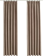 vidaXL Draperii opace cu cârlige, 2 buc., gri taupe, 140 x 225 cm
