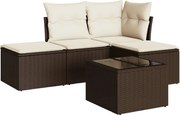 vidaXL Set canapele de grădină cu perne, 5 piese, maro, poliratan