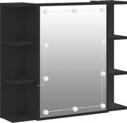 vidaXL Dulap cu oglindă și LED, negru, 70x16,5x60 cm