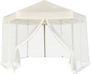 vidaXL Marchiză pliabilă hexagonală, 6 pereți, alb crem, 3,6 x 3,1 m