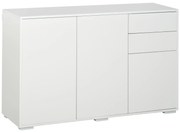 HOMCOM Bufet de depozitare 2 sertare glisante 3 uși poliță reglabilă panouri aglomerate 117 x 36 x 74 cm alb | Aosom Romania