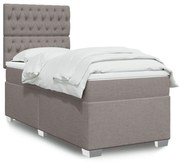 vidaXL Pat box spring cu saltea, gri taupe, 90x190 cm, textil