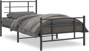 vidaXL Cadru pat metalic cu tăblii de cap/picioare, negru, 107x203 cm