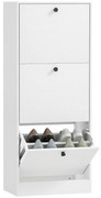 HOMCOM Dulap cu 3 Uși Rabatabile Rafturi Ajustabile și Design Compact 47x28x115 cm Alb cu Inserții de Lemn | Aosom Romania