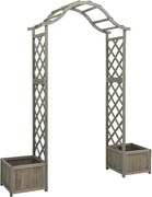 vidaXL Pergolă de grădină cu jardinieră, gri, lemn masiv de brad