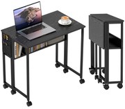 HOMCOM Birou Pliant 80cm Depozitare Negru | Aosom Romania
