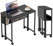 HOMCOM Birou Pliant 80cm Depozitare Negru | Aosom Romania