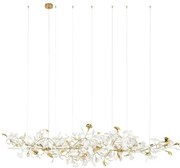 Lustra Suspendata, Metal Auriu, Petale Flori Albe, FLORA 250 PP