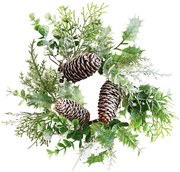 Coroană de Crăciun decorată cu brumă, 30 cm