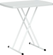 Outsunny Măsuță de Cafea Pliabilă, Reglabilă pe Înălțime și Portabilă, cu Blat HDPE și Cadru Metalic, 76x50x74 cm, Alb | Aosom Romania