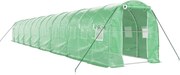 vidaXL Seră cu cadru din oțel, verde, 32 m², 16x2x2 m