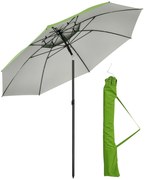 Outsunny Umbrelă de exterior rotundă inclinabilă protecție UV30, 8 tije de oțel și sac de transport inclus, verde | Aosom Romania