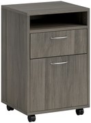 HOMCOM Dulap de Birou cu 4 Roți, Raft Deschis și 2 Sertare, Mobilier de Birou din Lemn și Metal, 40x35x60 cm, Maro | Aosom Romania