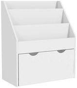 AIYAPLAY Bibliotecă Copii 3-8 Ani cu 3 Rafturi și Sertar, Raft de Depozitare Jucării, 62,5x30x70 cm, Alb | Aosom Romania