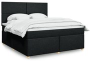 vidaXL Pat box spring cu saltea, negru, 180x200 cm, catifea