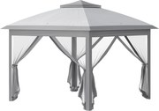 Outsunny Foișor Pliabil cu Plasă de Țânțari, Baldachin Dublu, Înălțime Reglabilă și Geantă, 330x330x288 cm, Bej | Aosom Romania