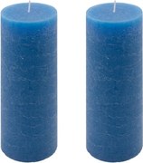 Set de lumânări rustice, 20 cm, Ø 7,5 cm, albastru, 2 buc