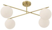 HOMCOM Plafonier candelabru modern cu 4 lumi cu soclu E14, montaj semi-aplatizat, aur si crem | Aosom Romania