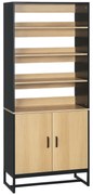 HOMCOM Bufet armoire de cuisine multi-stocare cu dulap și rafturi reglabile din lemn și oțel 75 x 35 x 175 cm | Aosom Romania