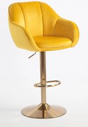HR2055W Scaun Galbenă din Catifea cu Bază Aurie