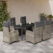 vidaXL Set mobilier de grădină cu perne, 7 piese gri deschis poliratan