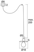 Lustră pe cablu CORSO 1xE27/15W/230V albă Argon 3834