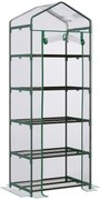 Mini Sera de Gradina si Terasa cu 5 Etajere pentru Plante Gradina de Legume, fructe, ierburi din Otel si PVC, 69x49x193cm Outsunny | Aosom Romania