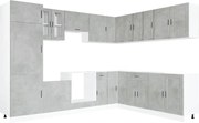 vidaXL Set dulapuri de bucătărie 14 piese „Porto” gri beton Lemn