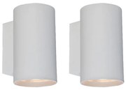 Set de 2 Aplice moderne albe rotunde cu 2 lumini - Sandy