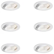 Set de 6 spoturi încastrate albe 9,5 cm, inclusiv LED 1300 lm, reglabile, IP23 - Gaius