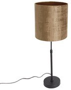 Lampă de masă neagră cu abajur din catifea maro 25 cm reglabilă - Parte