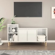 vidaXL Comodă TV, alb extralucios, 100x35x55 cm, lemn prelucrat