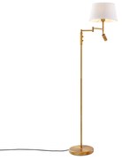 Lampă de podea bronz cu abajur alb și lampă de citit reglabilă - Ladas