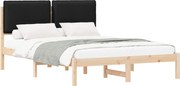 vidaXL Cadru de pat cu tăblie tapițată cu headboard Negru 160 x 200 cm