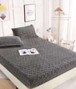 Husa de pat cu elastic cocolino Tip Tricotaj + 2 Fete de Perna - Gri