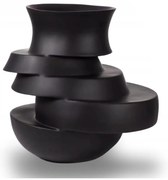 Vază din rășină, 38x33x36 cm, negru mat