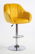 HR2055W Scaun Galbenă din Catifea cu Bază Cromata