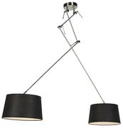 Lampă suspendată din oțel cu abajururi din in negru 35 cm 2 lumini - Blitz