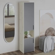Dulap Malmo, 2 Usi, cu spatiu, Stejar Alb/Antracit, 50 x 42 x 200 cm