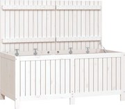 vidaXL Cutie de depozitare grădină, alb, 147x68x64 cm, lemn masiv pin