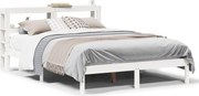 vidaXL Cadru de pat fără saltea, alb, 140x190 cm, lemn masiv de pin