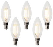 Set de 5 becuri LED E14 reglabile în 3 trepte B35 transparente 4W 450 lm 2700K
