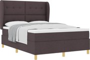 vidaXL Pat cu arcuri cu saltea Maro închis 190 x 140 cm țesătură