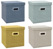 HOMCOM Set de 4 Cutii pentru Dulap din Țesătură cu Capac, Organizator Pliabil pentru Dulap, 30x30x29 cm, Multicolor | Aosom Romania