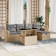vidaXL Set canapele de grădină cu perne, 6 piese, bej, poliratan
