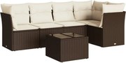 vidaXL Set canapele de grădină cu perne, 6 piese, maro, poliratan